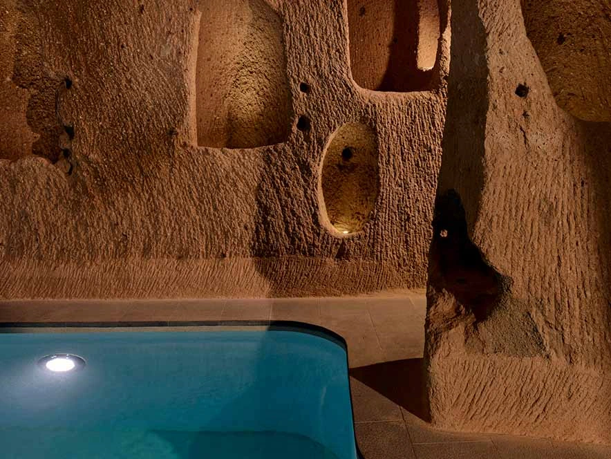 Stone-walled indoor swimming pool at Argos in Cappadocia
